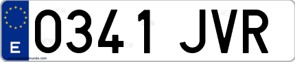 Ejemplo de matrícula de coche ordinaria 0341 JVR