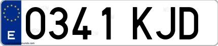 Ejemplo de matrícula española 0341 KJD