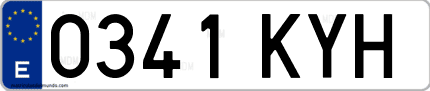 Ejemplo de matrícula de coche ordinaria 0341 KYH