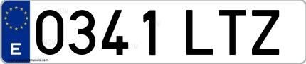 Ejemplo de matrícula española 0341 LTZ