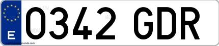 Ejemplo de matrícula española 0342 GDR