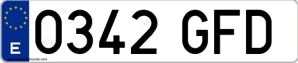 Ejemplo de matrícula de coche ordinaria 0342 GFD
