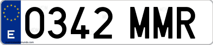 Ejemplo de matrícula de coche ordinaria 0342 MMR
