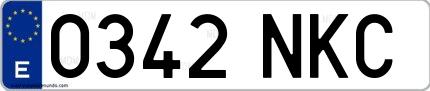 Ejemplo de matrícula española 0342 NKC
