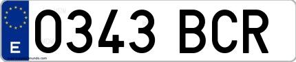 Ejemplo de matrícula española 0343 BCR