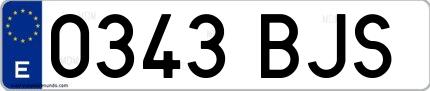 Ejemplo de matrícula española 0343 BJS