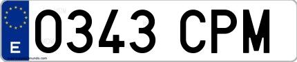 Ejemplo de matrícula española 0343 CPM