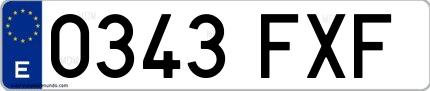 Ejemplo de matrícula española 0343 FXF