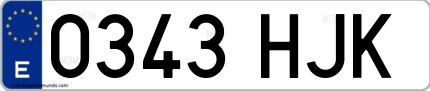 Ejemplo de matrícula española 0343 HJK