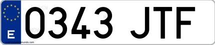 Ejemplo de matrícula española 0343 JTF