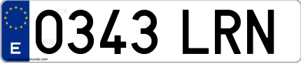 Ejemplo de matrícula de coche ordinaria 0343 LRN