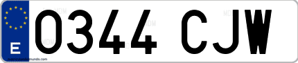 Ejemplo de matrícula de coche ordinaria 0344 CJW