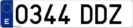 Ejemplo de matrícula española 0344 DDZ