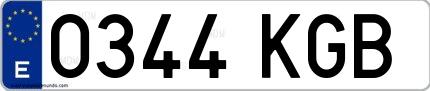 Ejemplo de matrícula española 0344 KGB