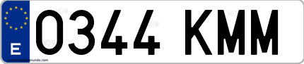 Ejemplo de matrícula de coche ordinaria 0344 KMM