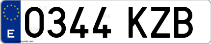 Ejemplo de matrícula de coche ordinaria 0344 KZB