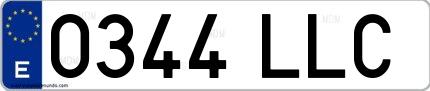 Ejemplo de matrícula española 0344 LLC