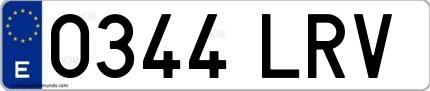 Ejemplo de matrícula española 0344 LRV