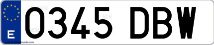 Ejemplo de matrícula de coche ordinaria 0345 DBW