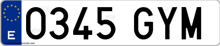Ejemplo de matrícula de coche ordinaria 0345 GYM
