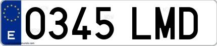 Ejemplo de matrícula española 0345 LMD