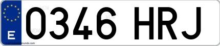 Ejemplo de matrícula española 0346 HRJ
