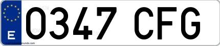 Ejemplo de matrícula española 0347 CFG