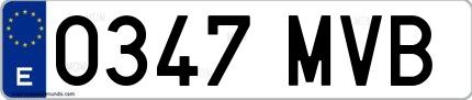 Ejemplo de matrícula española 0347 MVB