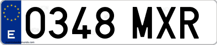 Ejemplo de matrícula de coche ordinaria 0348 MXR
