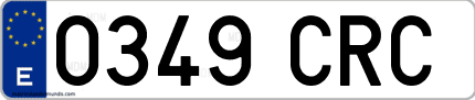 Ejemplo de matrícula de coche ordinaria 0349 CRC