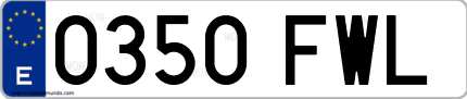Ejemplo de matrícula de coche ordinaria 0350 FWL