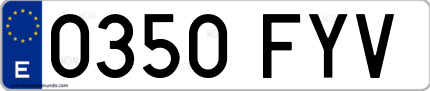 Ejemplo de matrícula de coche ordinaria 0350 FYV