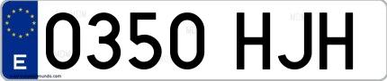 Ejemplo de matrícula española 0350 HJH