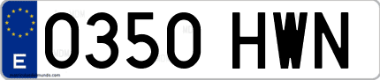 Ejemplo de matrícula de coche ordinaria 0350 HWN