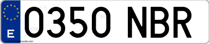 Ejemplo de matrícula de coche ordinaria 0350 NBR