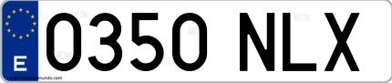 Ejemplo de matrícula española 0350 NLX