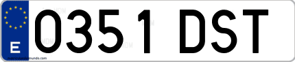 Ejemplo de matrícula de coche ordinaria 0351 DST