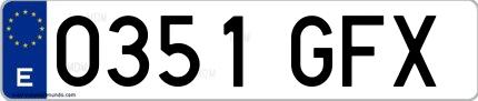 Ejemplo de matrícula española 0351 GFX