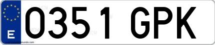 Ejemplo de matrícula española 0351 GPK