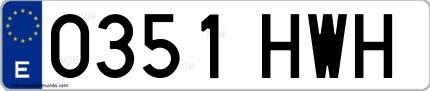 Ejemplo de matrícula española 0351 HWH