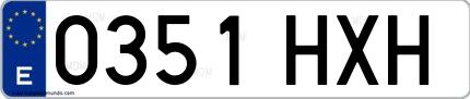Ejemplo de matrícula española 0351 HXH