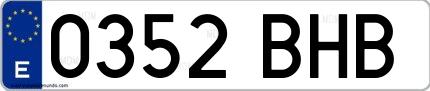 Ejemplo de matrícula española 0352 BHB