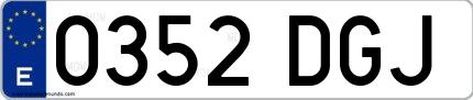 Ejemplo de matrícula española 0352 DGJ