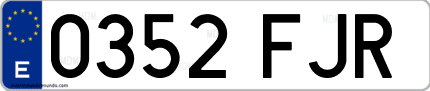 Ejemplo de matrícula de coche ordinaria 0352 FJR