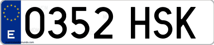 Ejemplo de matrícula de coche ordinaria 0352 HSK