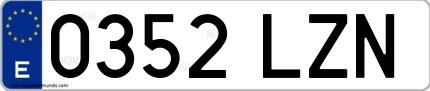 Ejemplo de matrícula española 0352 LZN
