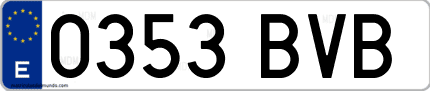Ejemplo de matrícula de coche ordinaria 0353 BVB