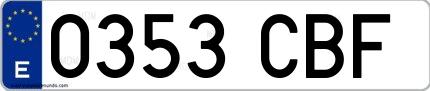 Ejemplo de matrícula española 0353 CBF