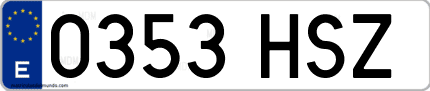 Ejemplo de matrícula de coche ordinaria 0353 HSZ