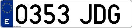 Ejemplo de matrícula española 0353 JDG